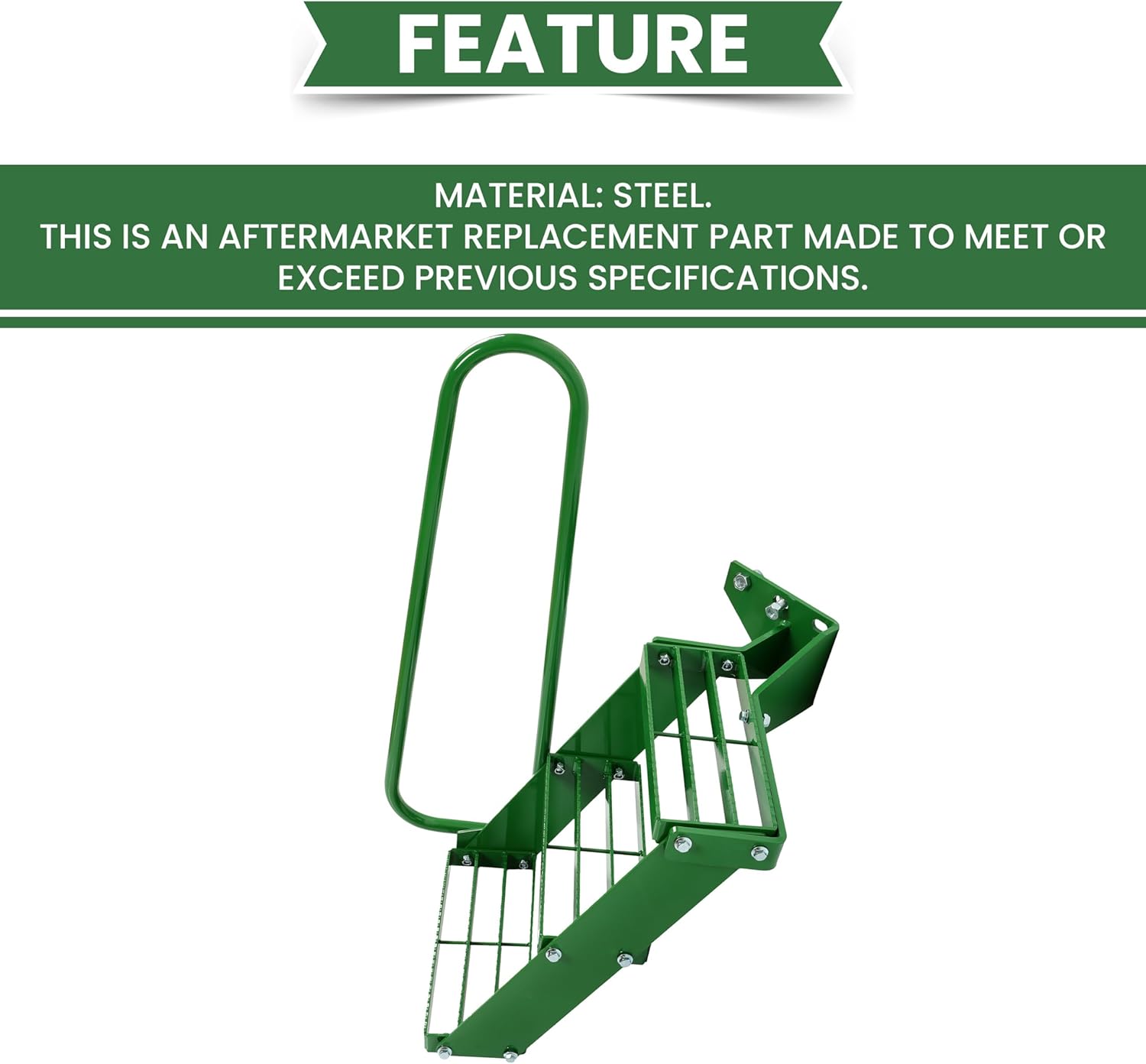 HECASA Left Hand Stair Step Kit Compatible with John Deere 4050 4240 4430 4630 4440 4230 4555 4650 4850 4955 LH Handrail Powder Coated Durable Steel Tractor Step